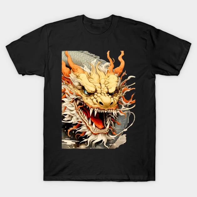 Chinese Dragon: Chinese New Year, Year of the Dragon on a dark (Knocked Out) background T-Shirt by Puff Sumo